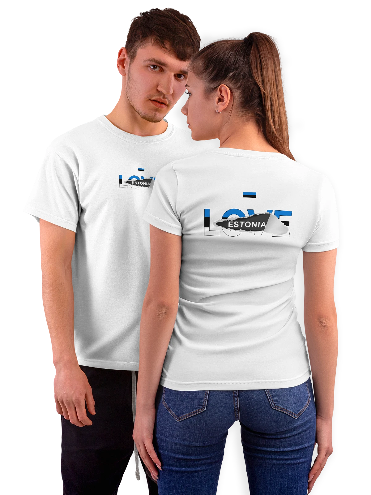 Футболка Флаг Эстонии Estonia белая с принтом на спине — национальная символика — Белая, фото 1