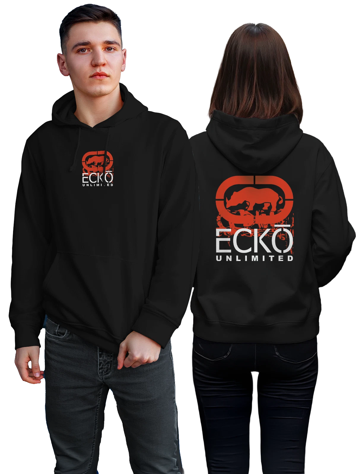 Худи Ecko Unltd чёрное с принтом — контрастный принт — Чёрная, фото 1