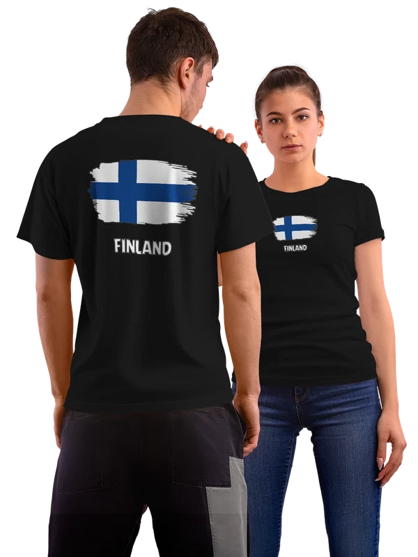 Футболка с флагом Финляндия Finland — Чёрная, фото 1