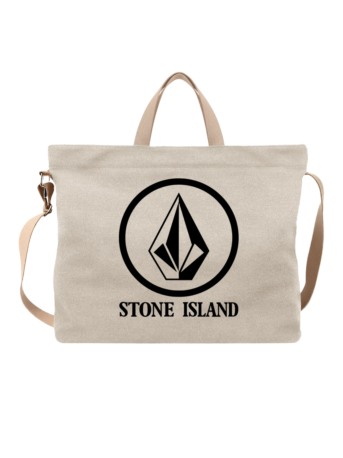 Сумка Stone Island белая с принтом — геометрическая эмблема — Белая, фото 1