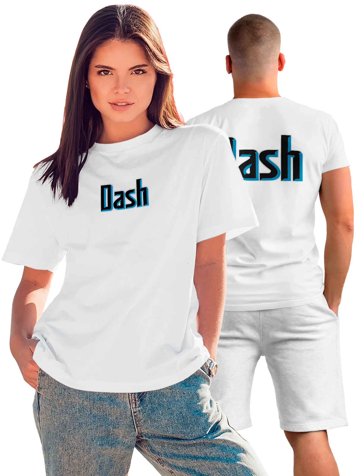 Футболка Dash белая с принтом на спине — современная айдентика — Белая, фото 1