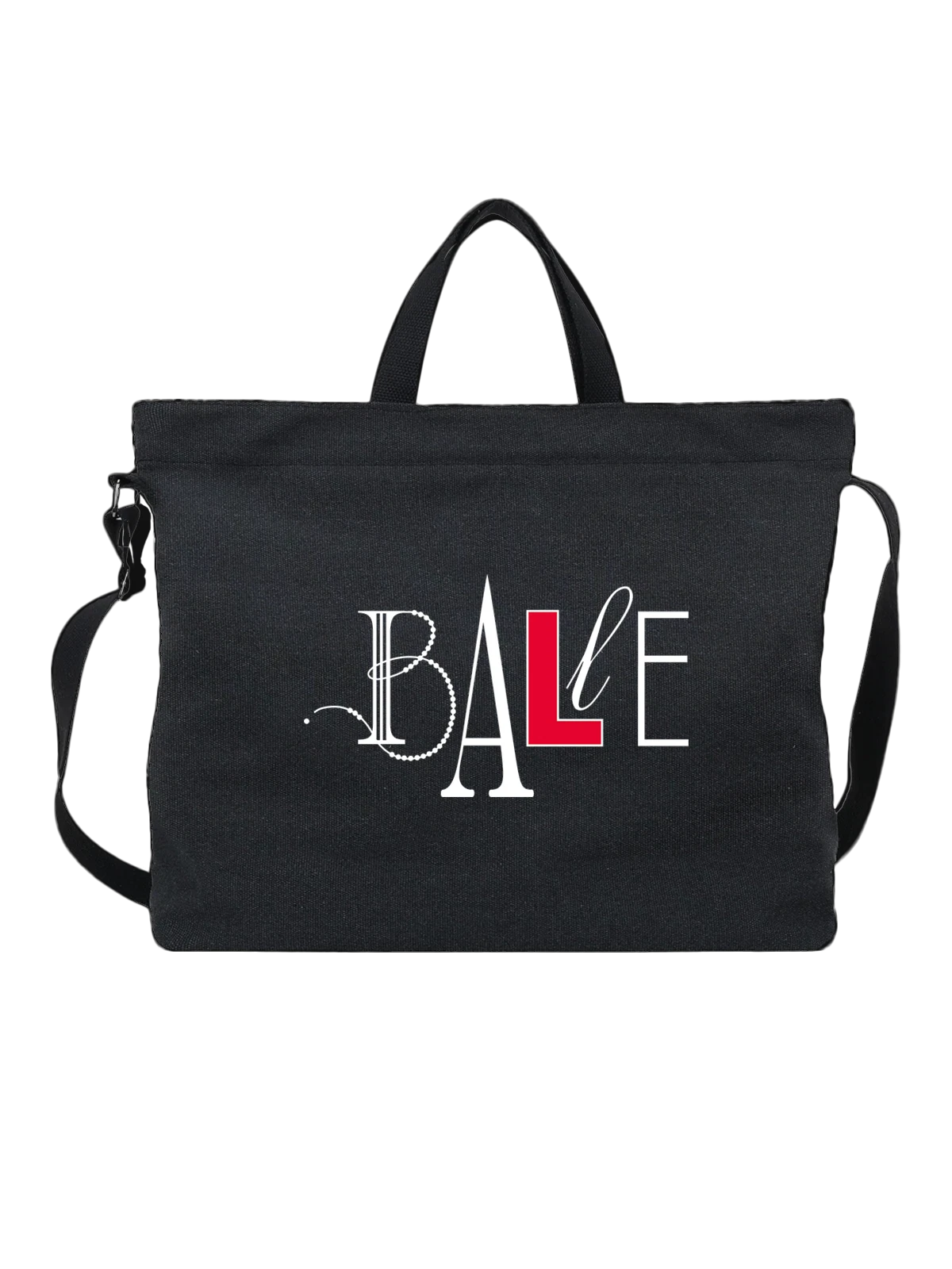 Сумка Balle чёрная с принтом — модная эмблема — Чёрная, фото 1