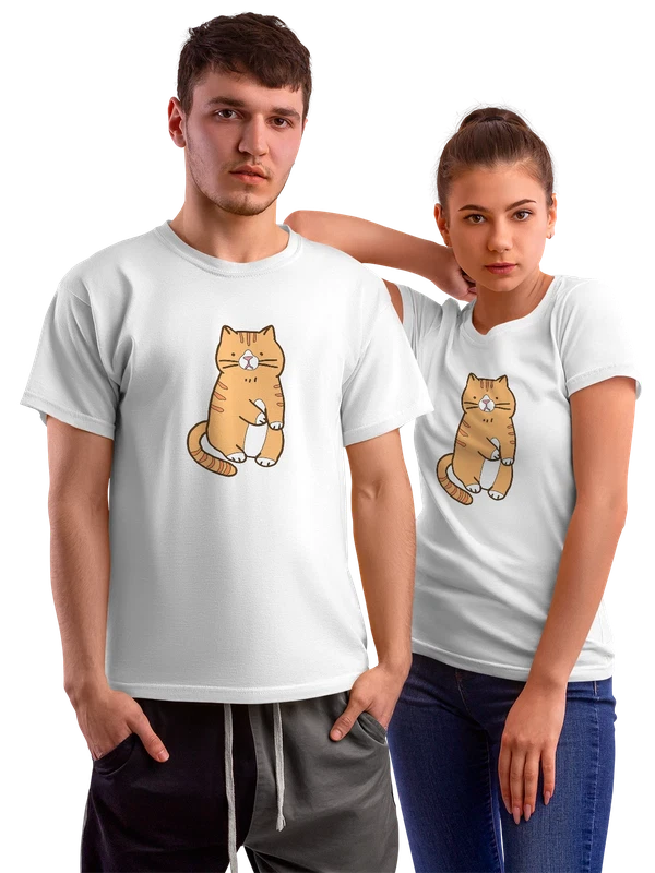 Футболка с котом — Белая, фото 1