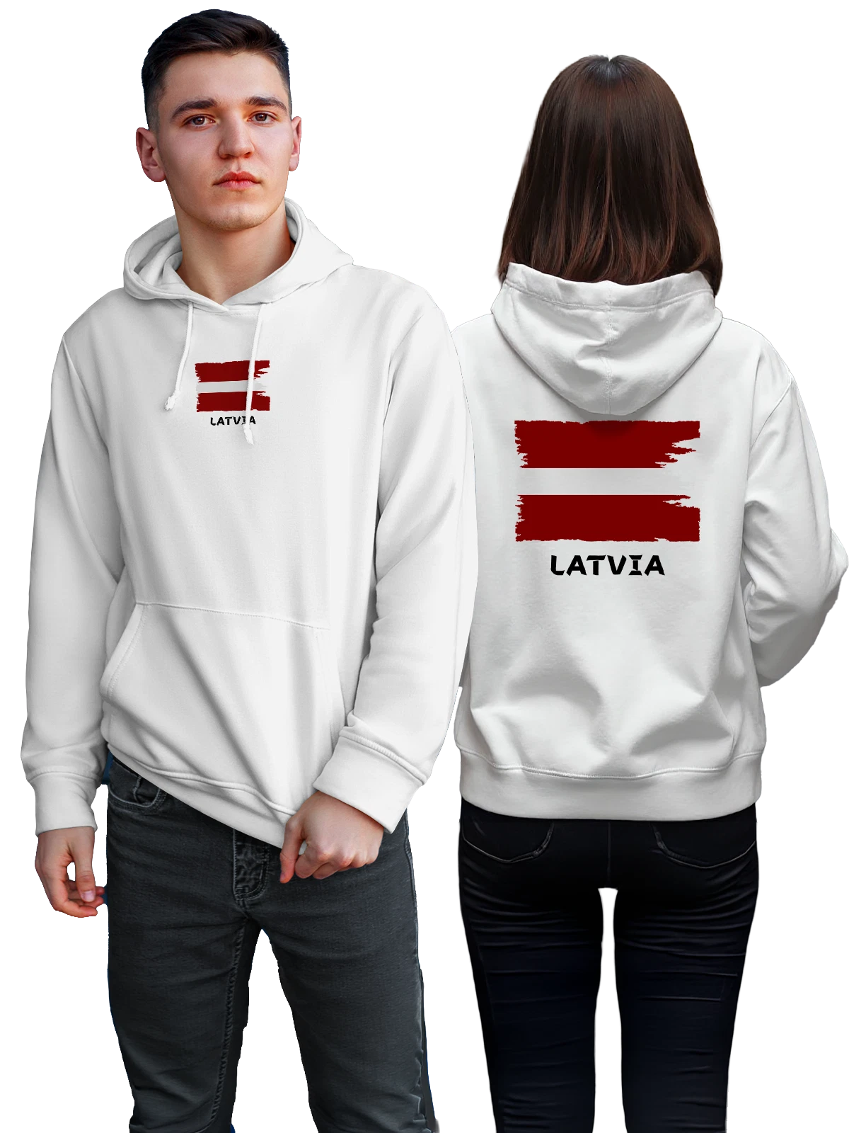 Худи с флагом Латвии Latvia белое с принтом — национальная символика — Белая, фото 1