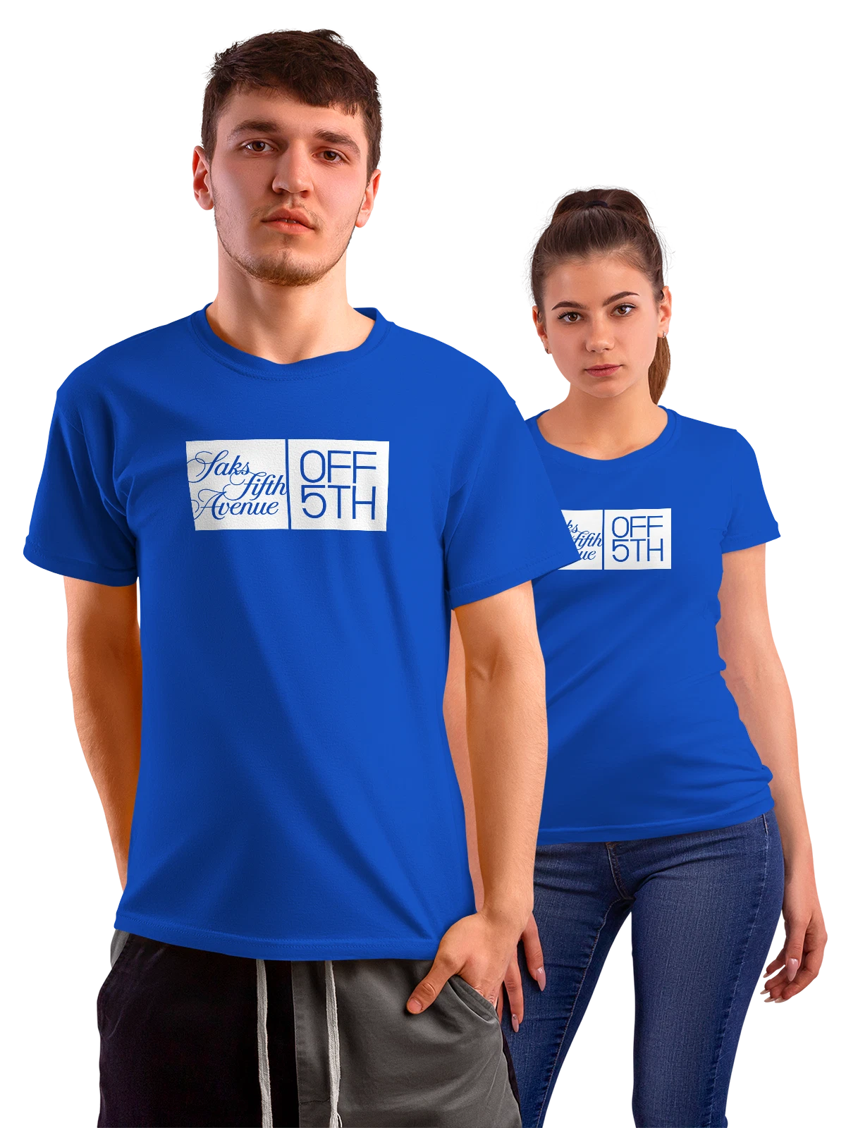 Футболка Saks Fifth Avenue синяя с принтом — дисконт линия Off 5th — Синяя, фото 1