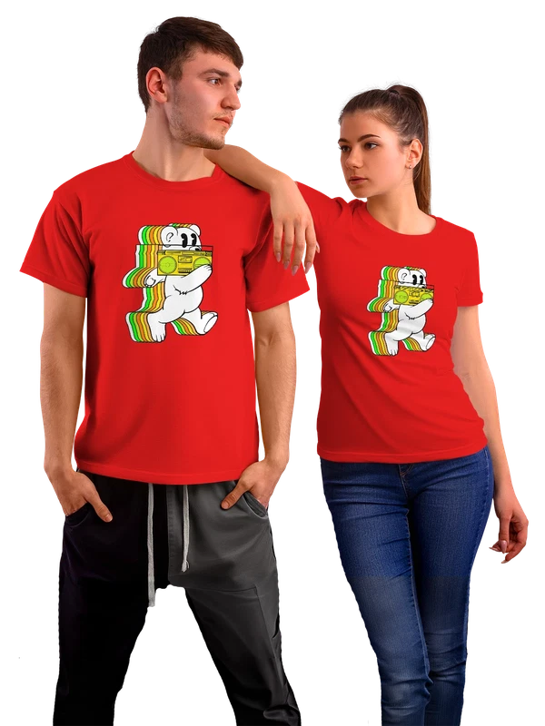 Футболка с медведем — Красная, фото 1