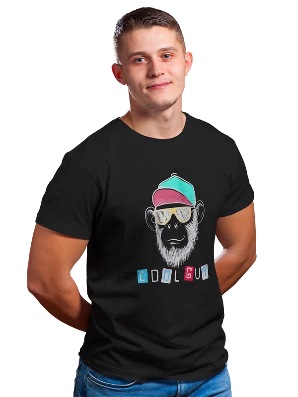 Футболка с обезьяной cool guy — Чёрная, фото 1