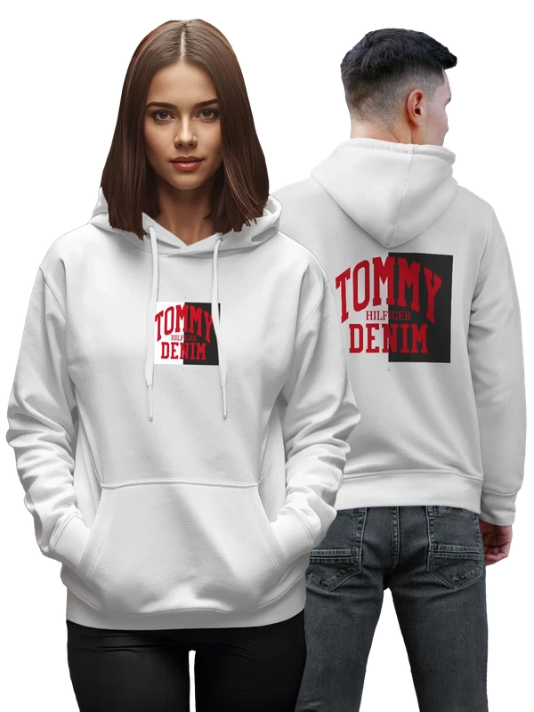 Худи Tommy Hilfiger красная надпись логотип — Белая, фото 1