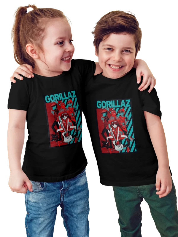 Футболка Gorillaz группа и музыканты на принте — Чёрная, фото 1