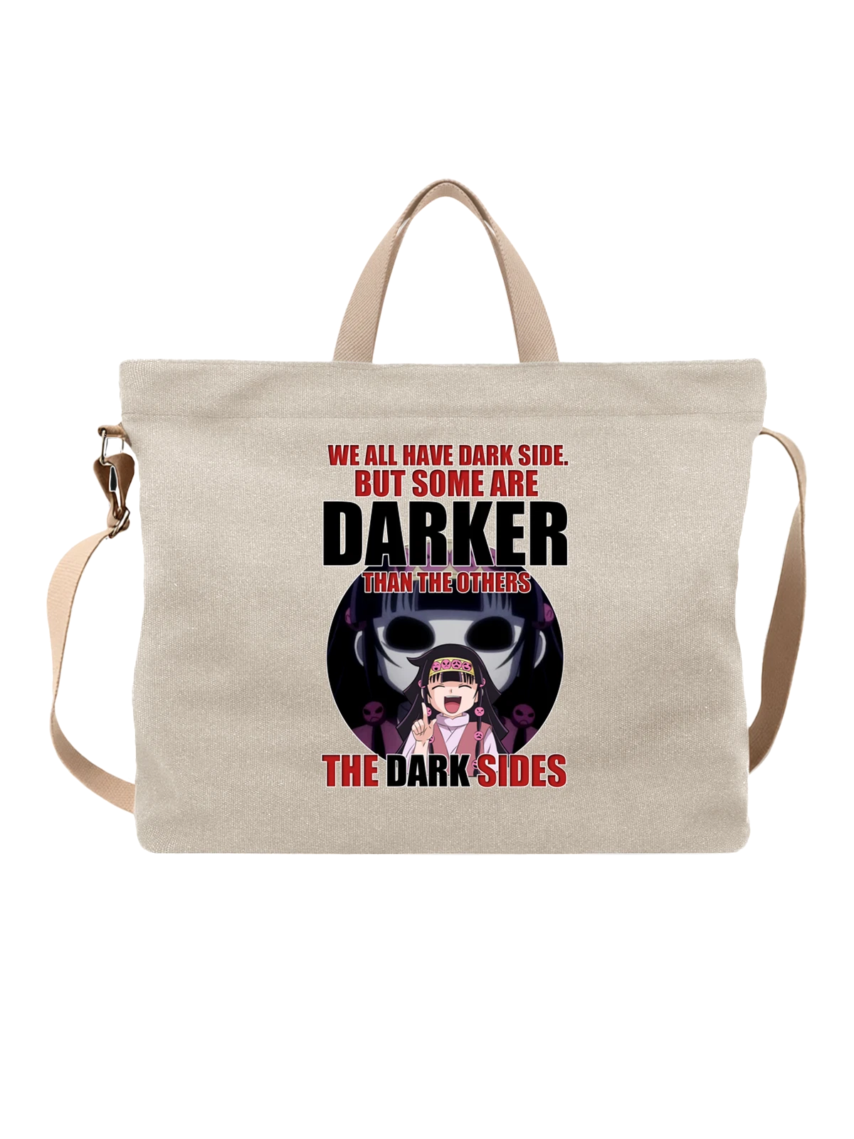 Сумка бежевая с принтом Аниме девочка Darker Than Black — надпись — Бежевая, фото 1