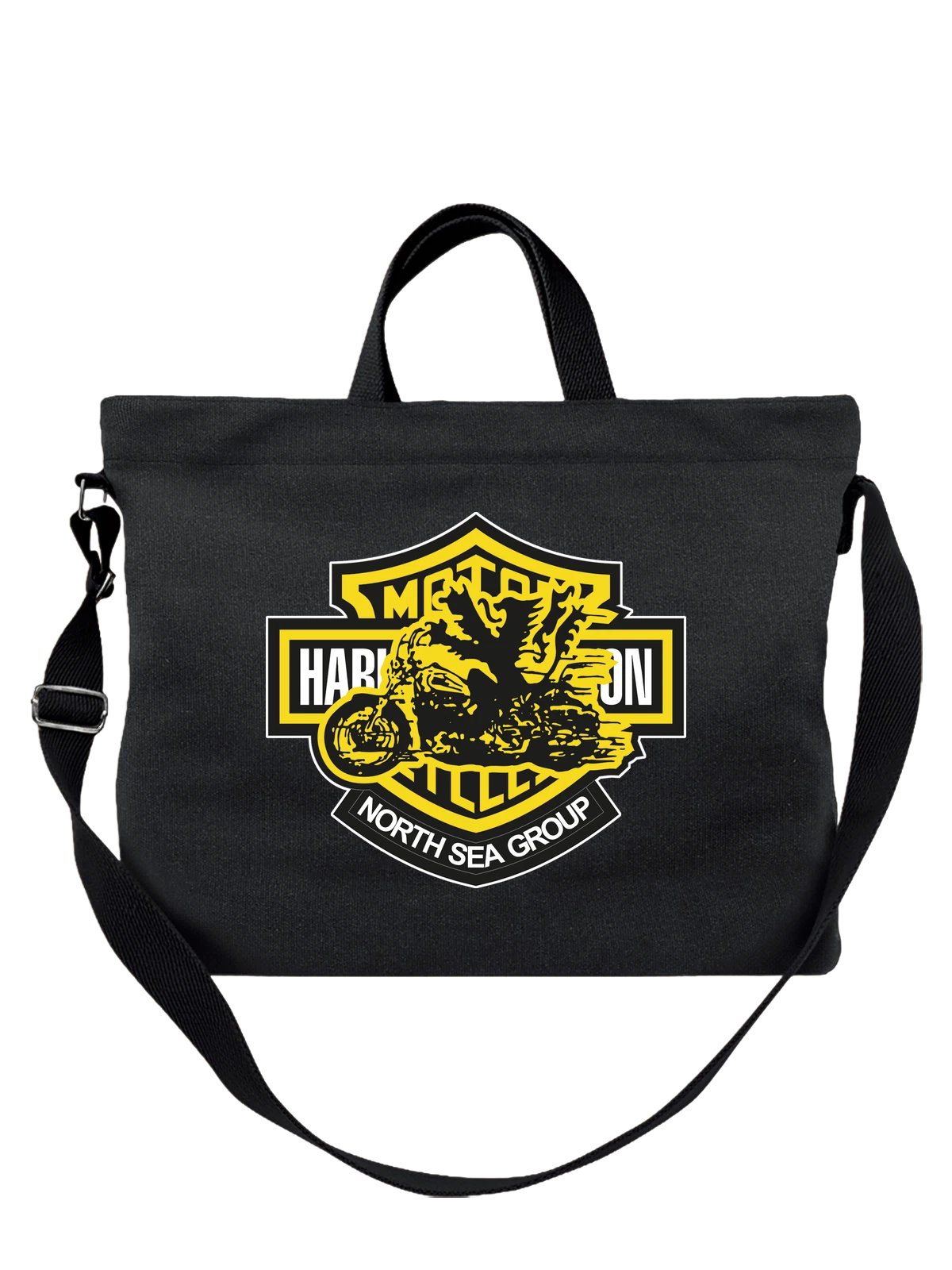 Сумка Harley Davidson чёрная с принтом — контрастный принт — Чёрная, фото 1