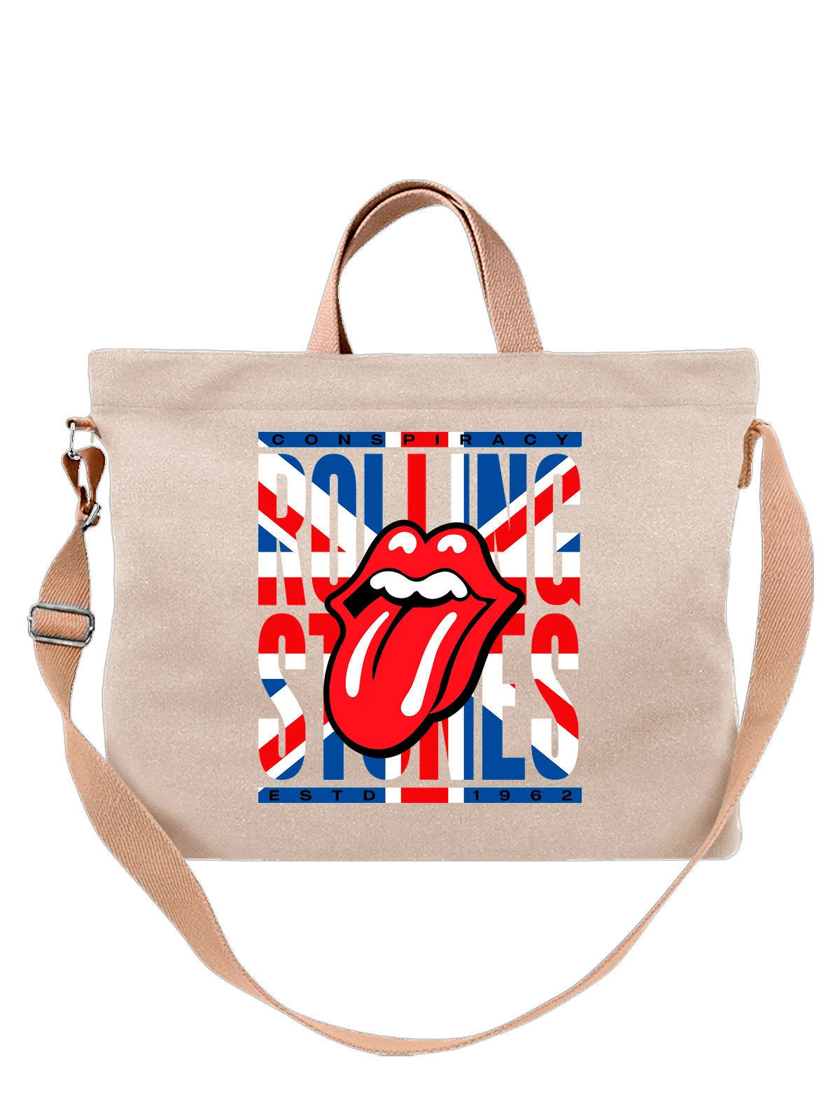 Сумка с The Rolling Stones логотип белая с принтом — песня — Белая, фото 1