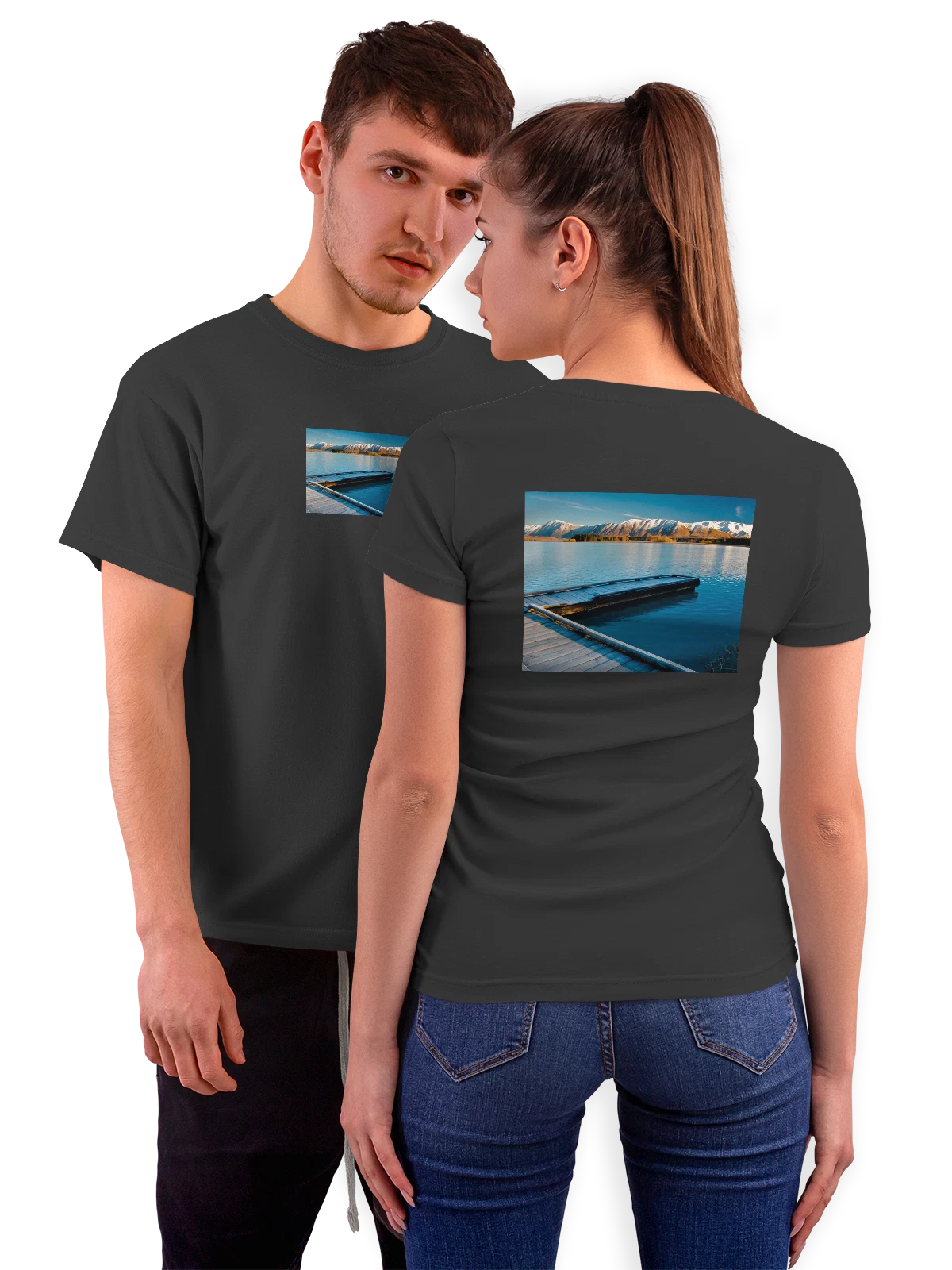 Футболка Природа Active Tranquility New Zealand вода чёрная с принтом на спине — дикая природа — Чёрная, фото 1