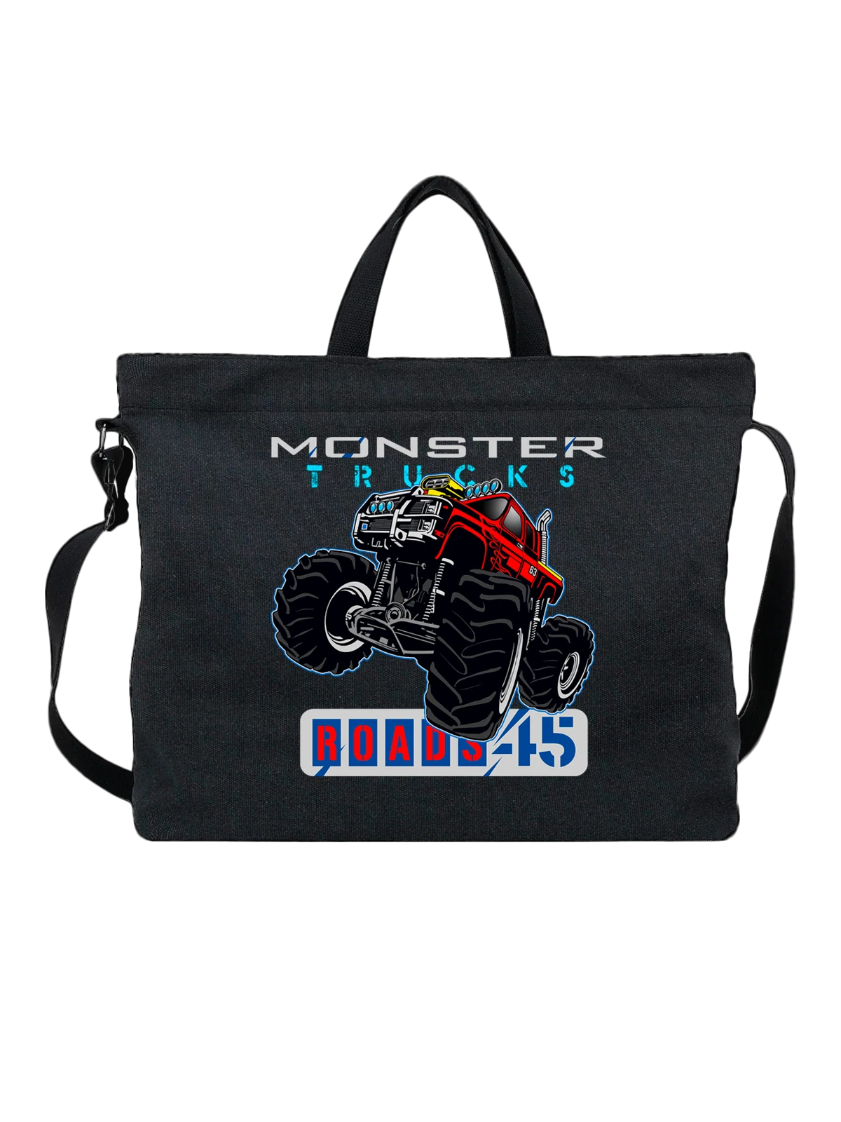 Сумка Джип monster trucks чёрная с принтом — дорога — Чёрная, фото 1