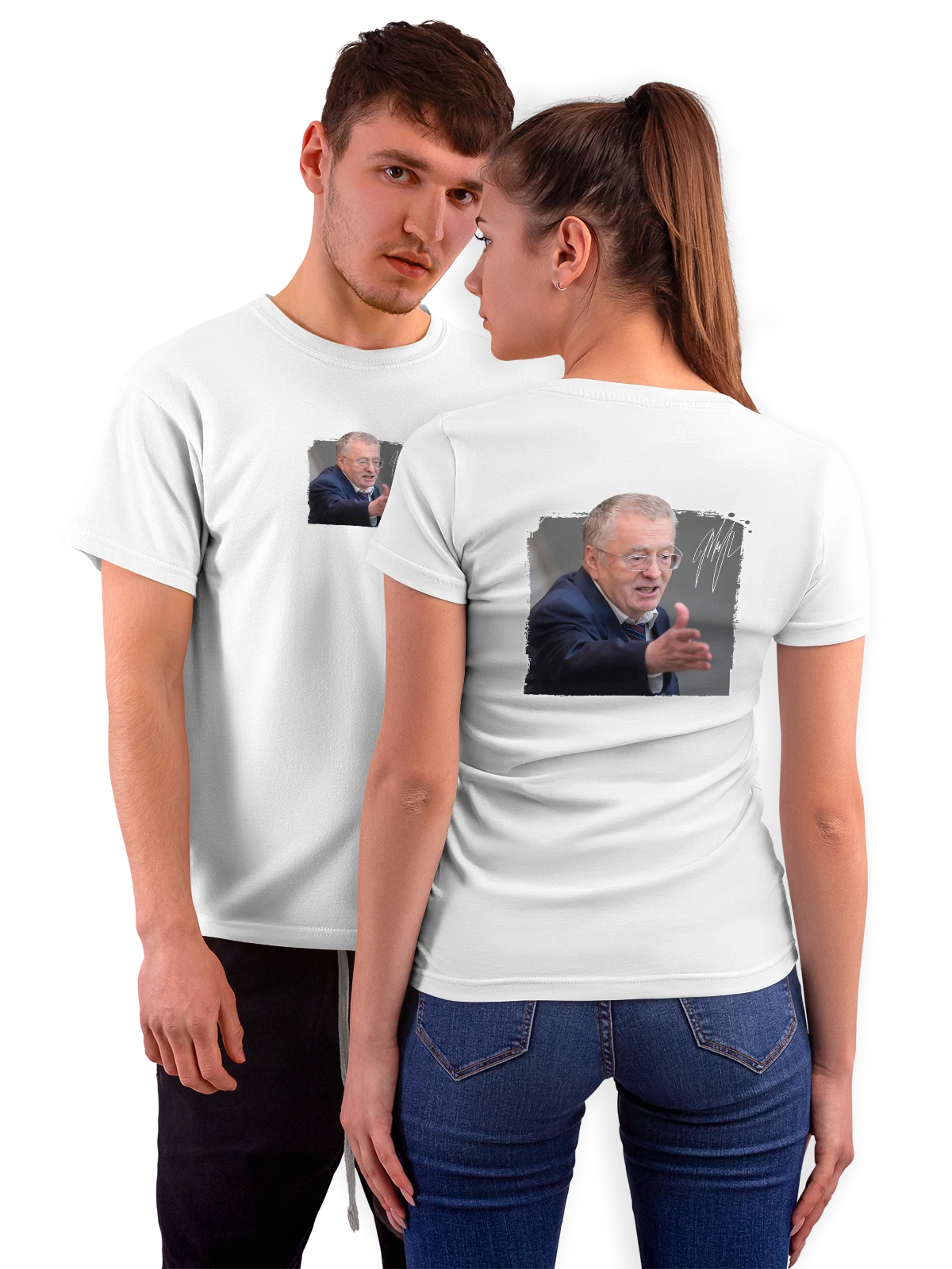Футболка с Жириновским белая с принтом на спине — футболка подростку — Белая, фото 1