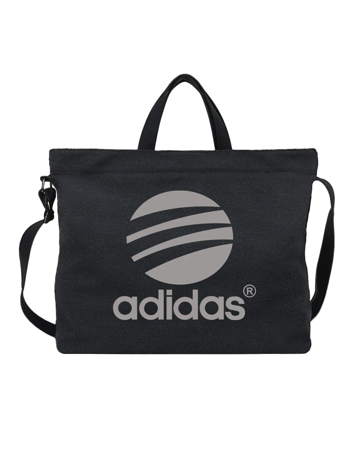 Сумка Adidas чёрная с принтом — спокойный монохром — Чёрная, фото 1