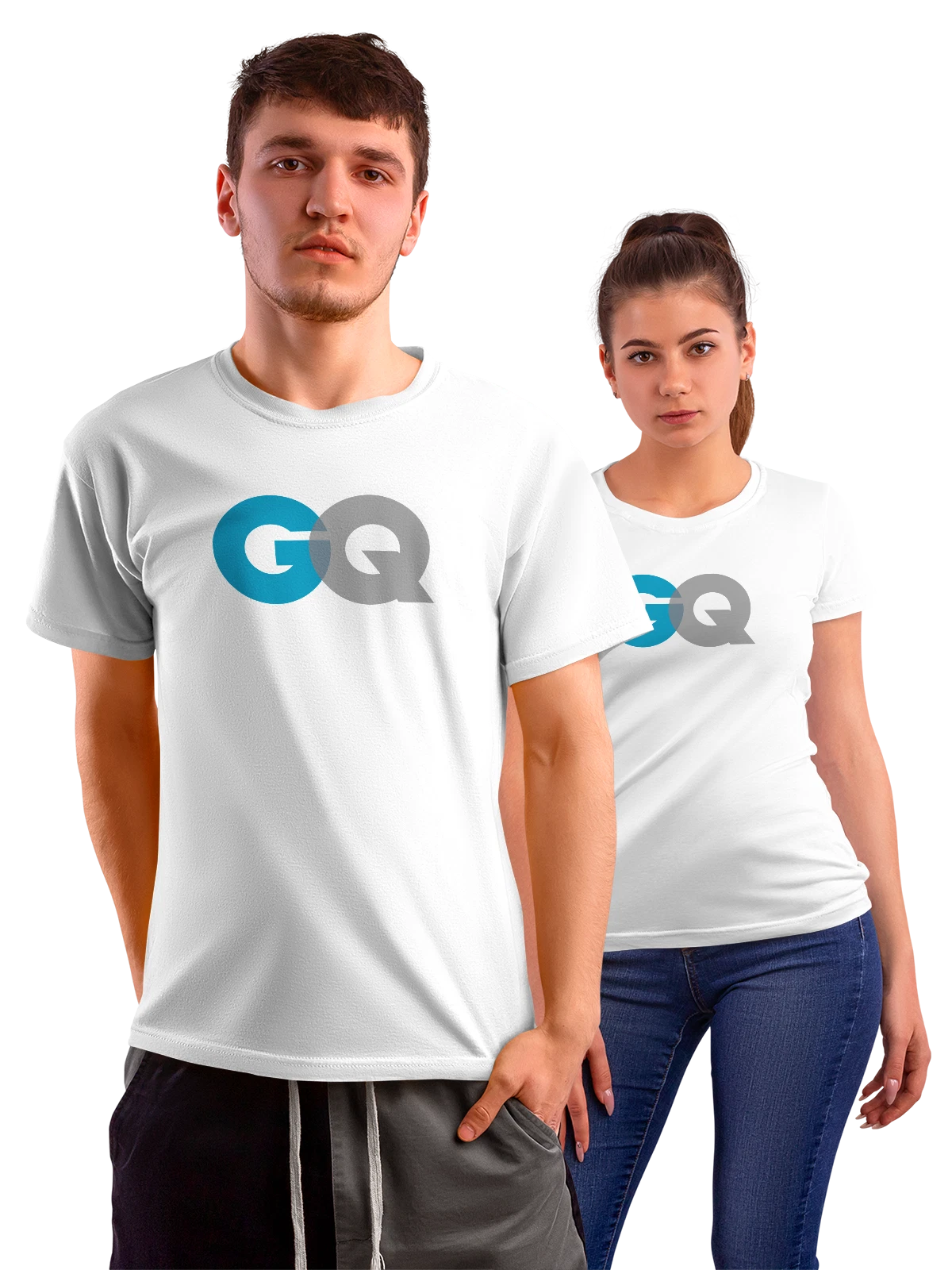 Футболка GQ белая с принтом — современная айдентика — Белая, фото 1