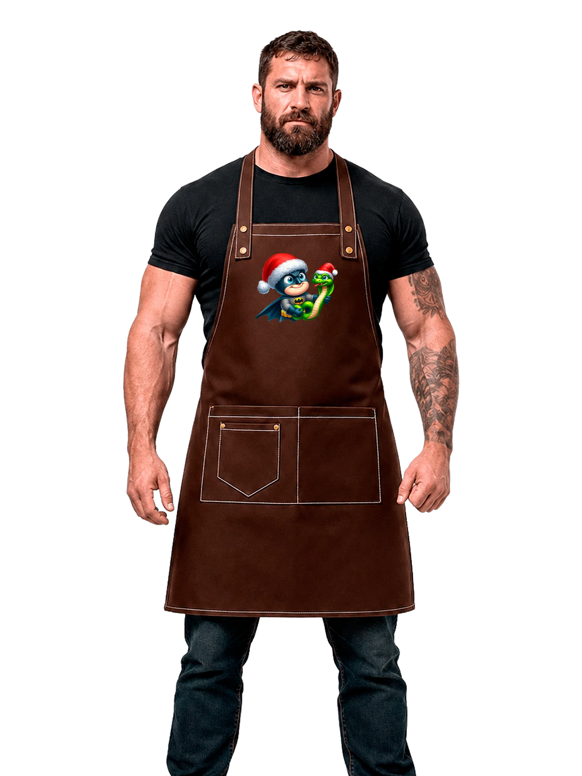 Фартук Бэтмен Batman чёрный с принтом — зимняя сказка — Чёрная, фото 1