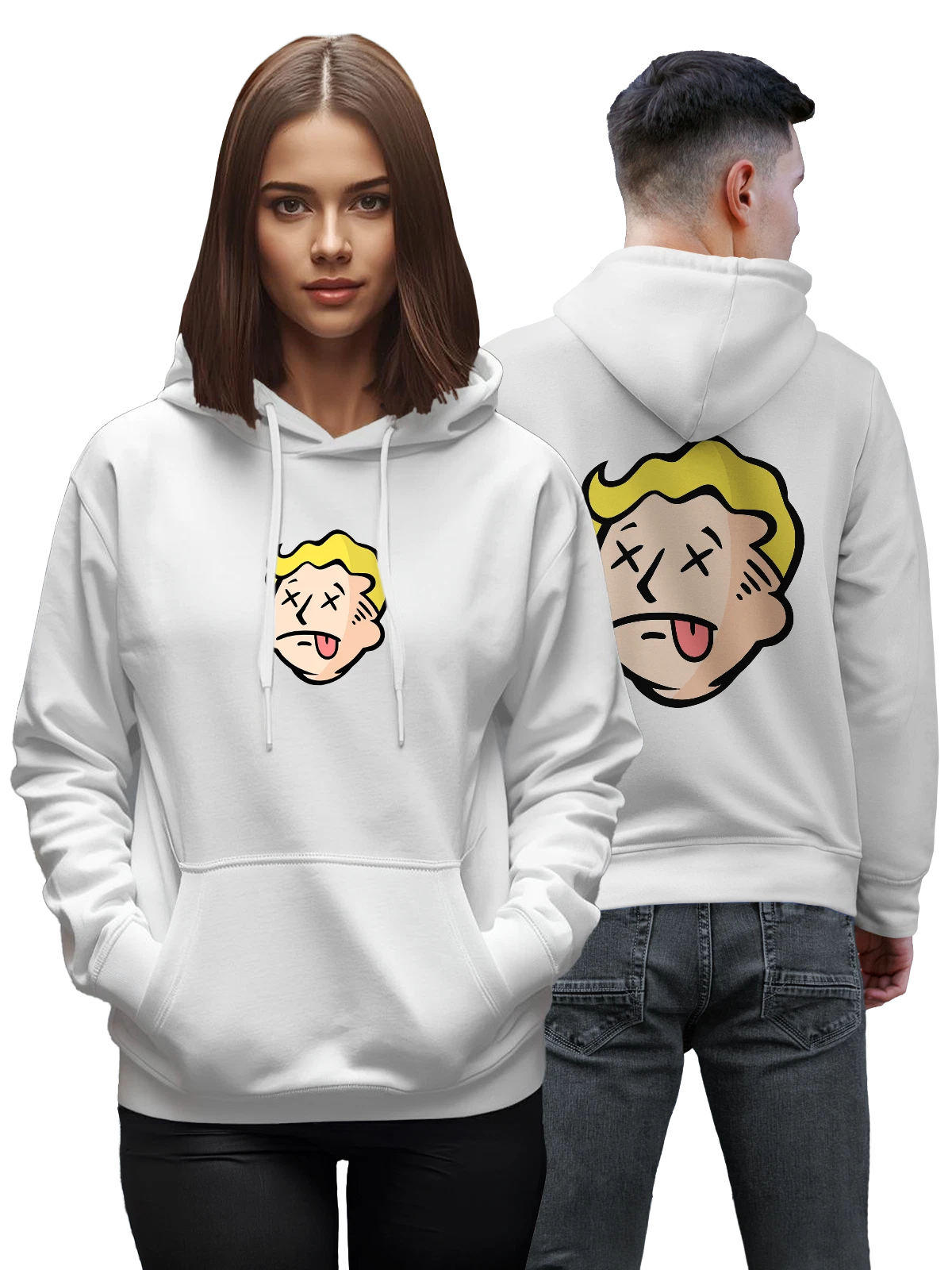 Худи Fallout Фоллаут белое с принтом — футболка подростку — Белая, фото 1