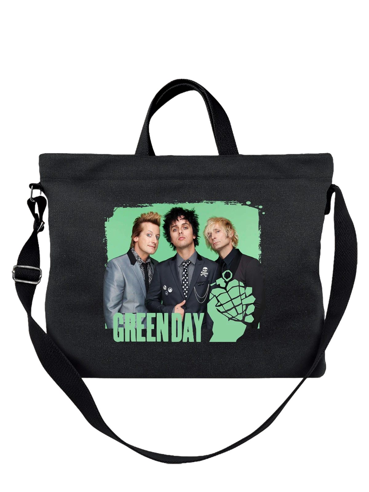 Сумка с Green Day Грин Дей чёрная с принтом — футболка подростку — Чёрная, фото 1