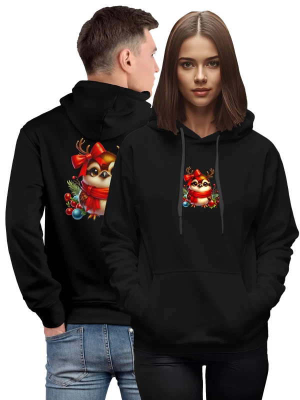 Худи с птицей новогодняя — Чёрная, фото 1
