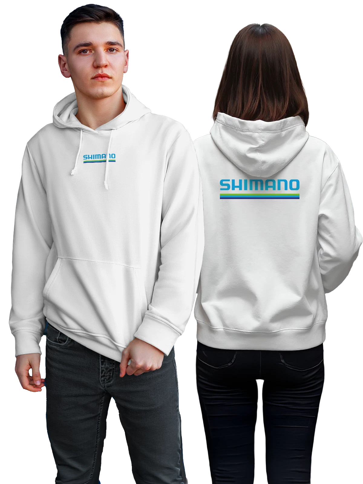 Худи Shimano белое с принтом — футболка для автолюбителя — Белая, фото 1