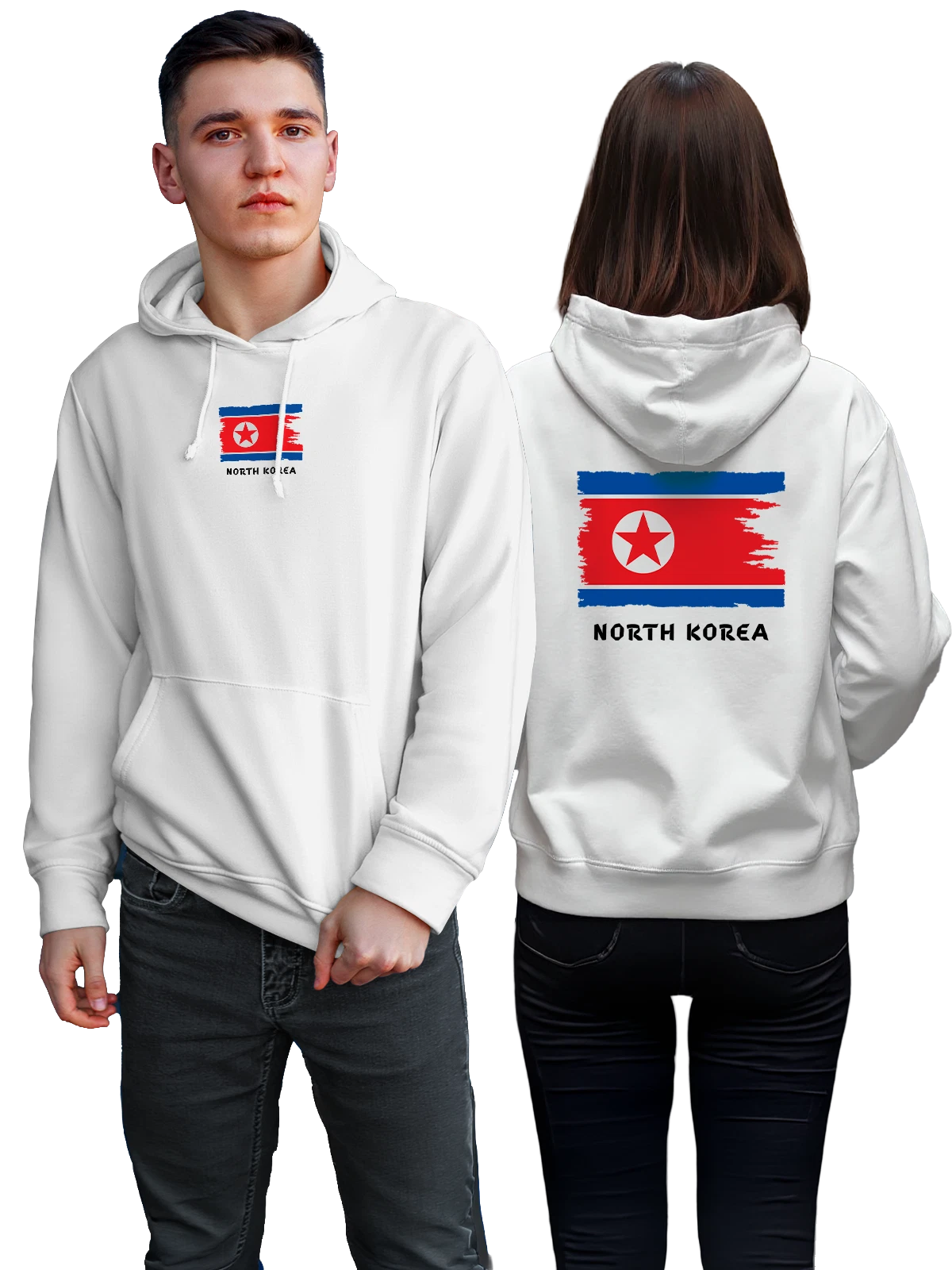 Худи с флагом Северной Кореи North Korea белое с принтом — патриотический принт — Белая, фото 1