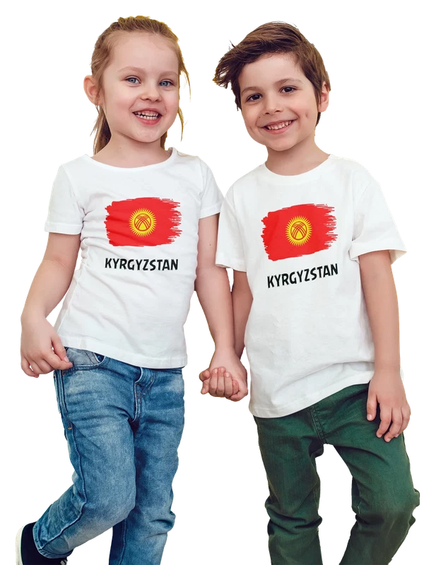 Футболка с флагом Киргизии Kyrgyzstan — Белая, фото 1
