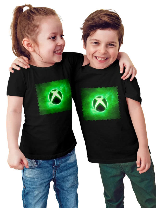 Футболка Логотип Xbox на зеленом фоне — Чёрная, фото 1