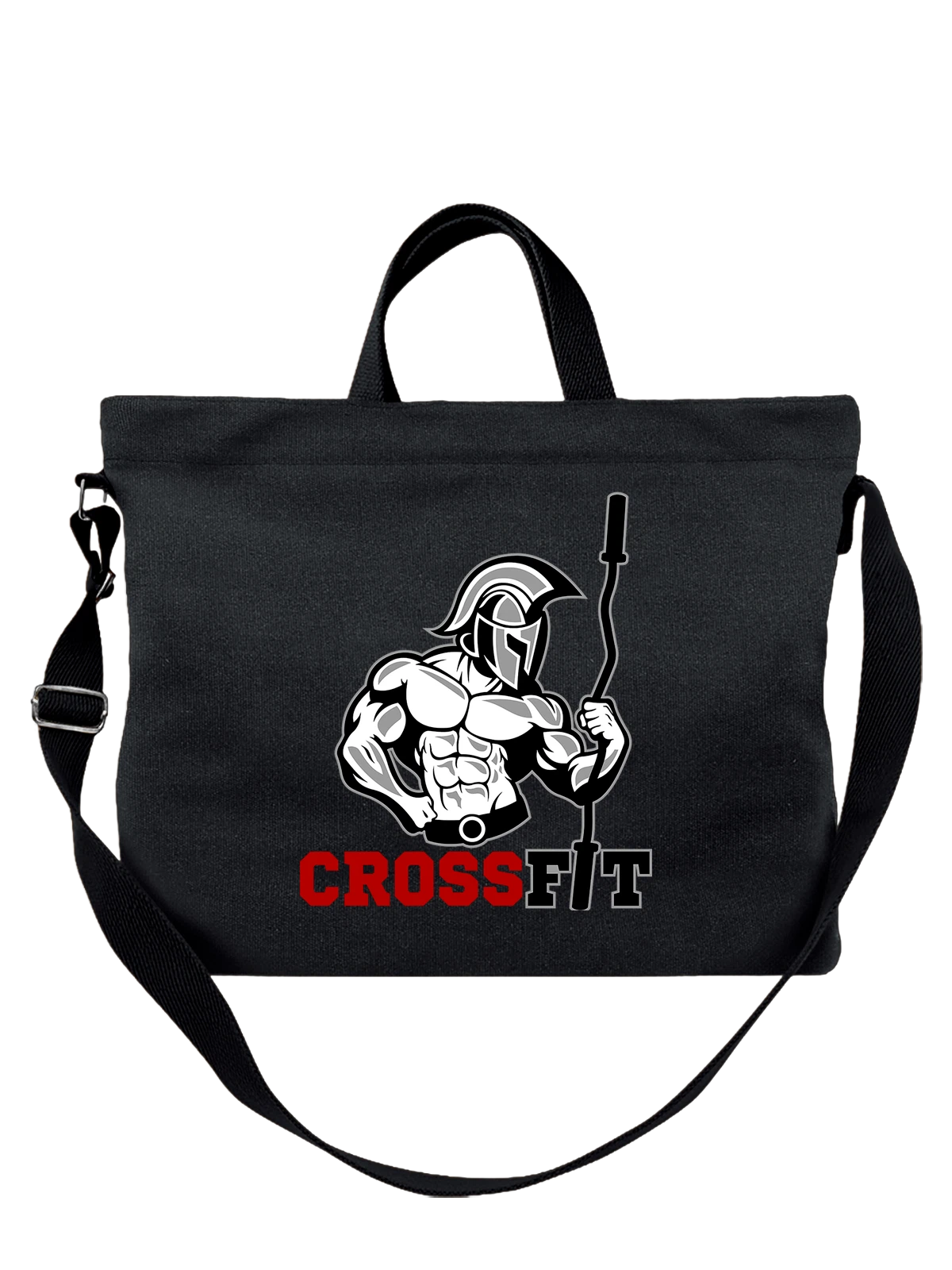 Сумка Crossfit с качком чёрная с принтом — компьютер — Чёрная, фото 1