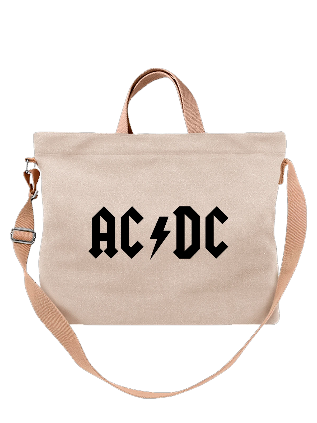 Сумка AC DC логотип белая с принтом — гитарная музыка — Белая, фото 1