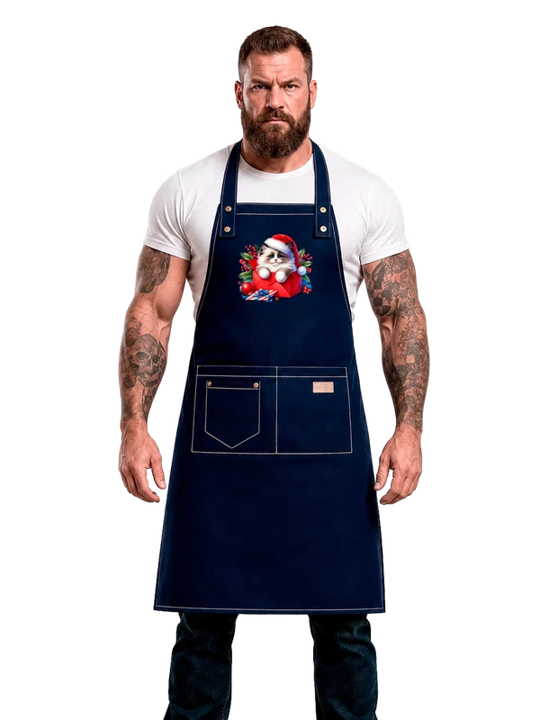 Фартук с персидским котом Новый год — Синяя, фото 1
