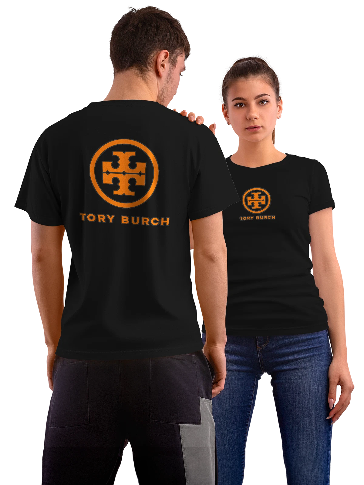 Футболка Tory Burch чёрная с принтом на спине — сумки и обувь — Чёрная, фото 1