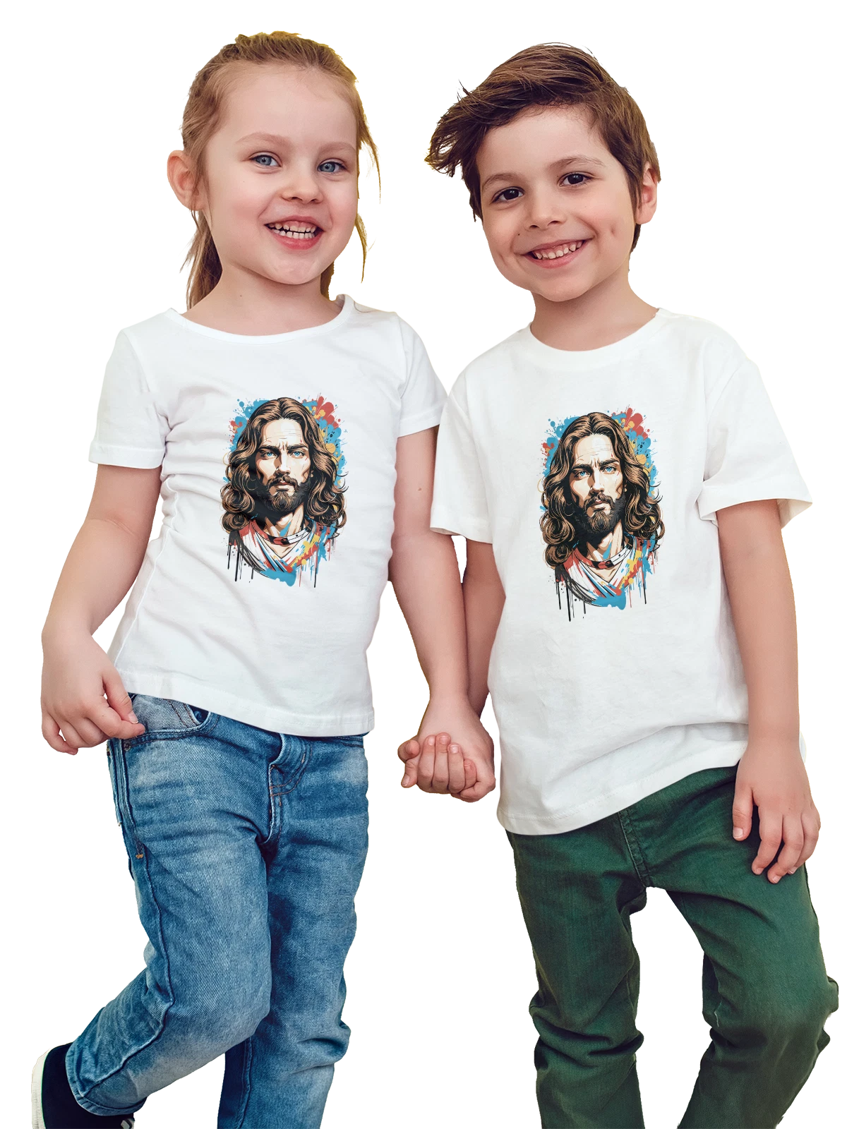 Футболка детская Иисус Jesus христианство духовный учитель белая с принтом — священная фигура — Белая, фото 1