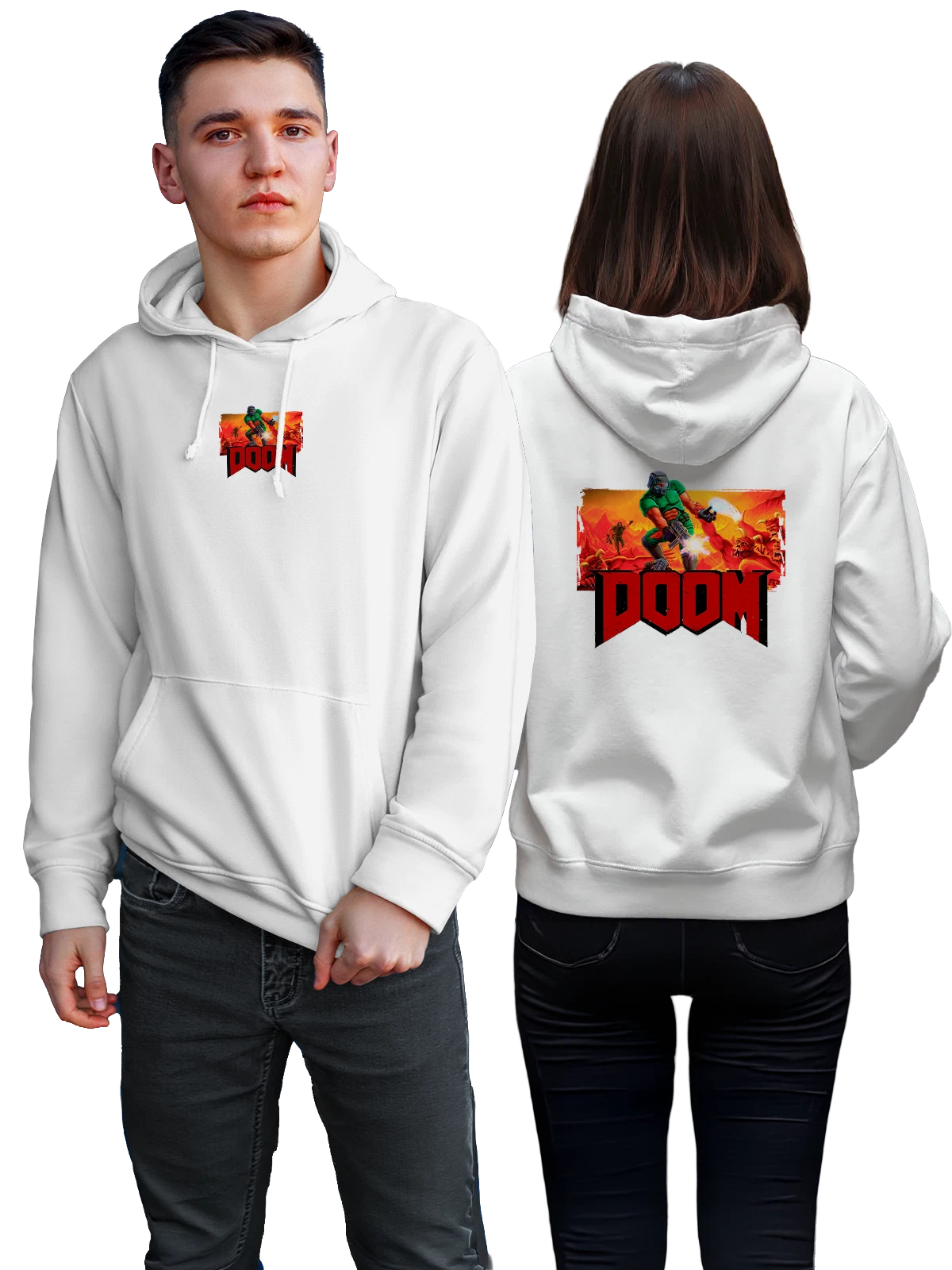 Худи Игра Doom Дум белое с принтом — футболка подростку — Белая, фото 1