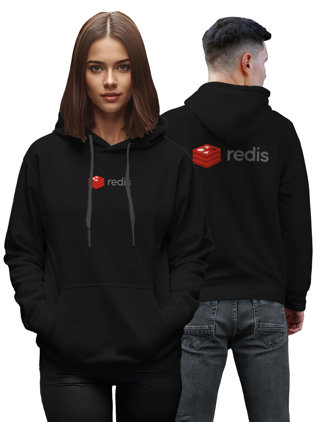 Худи Redis чёрное с принтом — быстрый кэш — Чёрная, фото 1