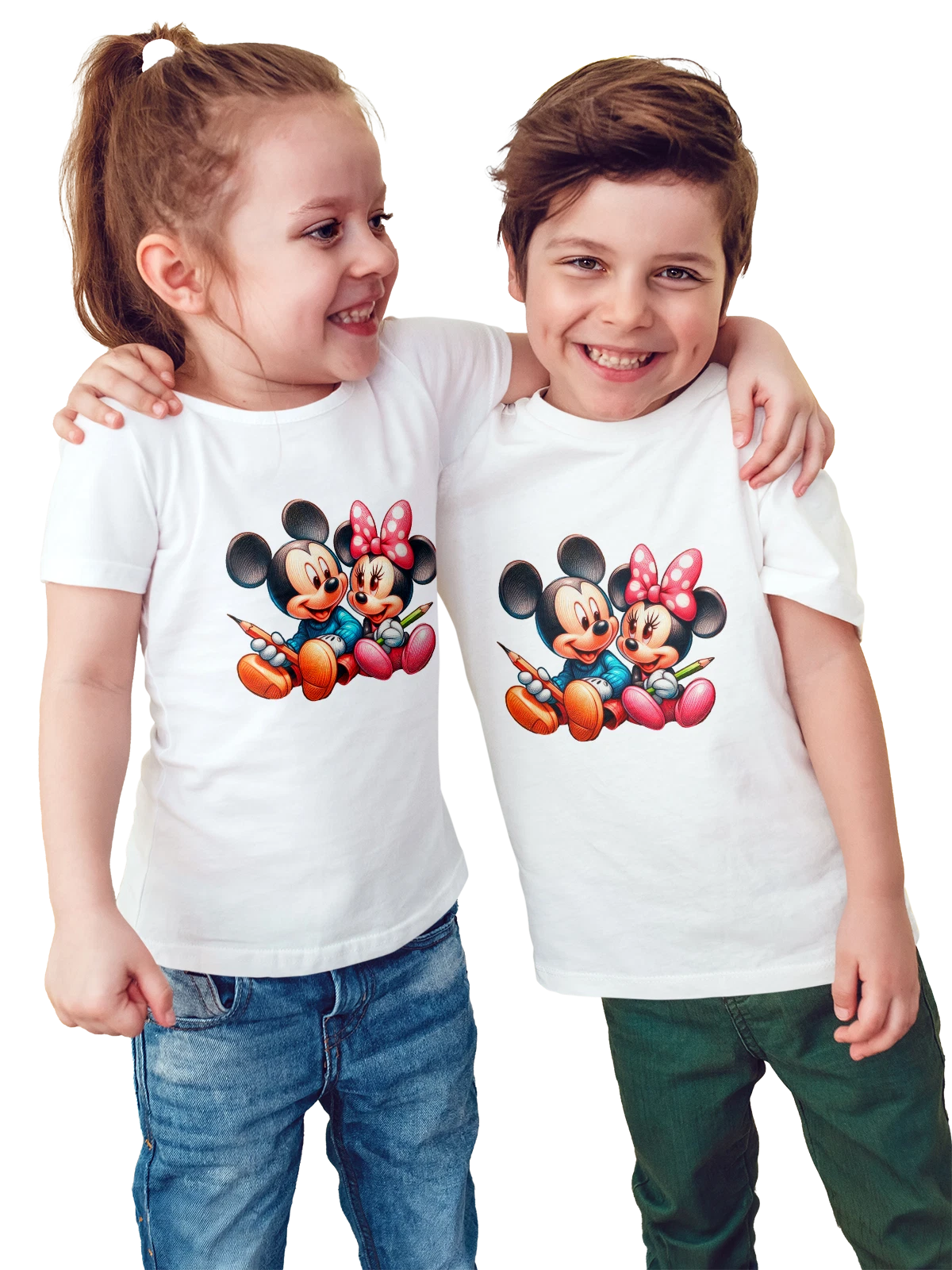 Футболка детская с Минни Микки Маус Minnie Mickey Mouse белая с принтом — коллекционный образ — Белая, фото 1