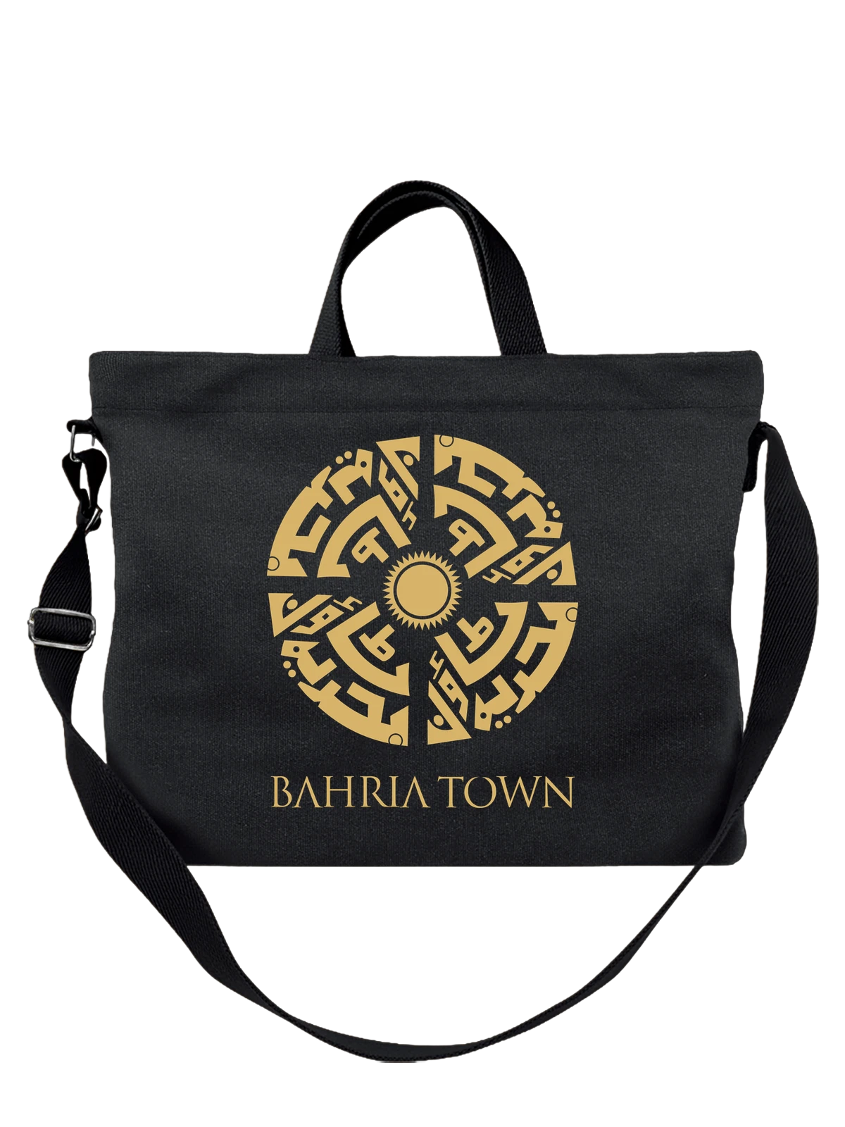 Сумка Bahria Town чёрная с принтом — современная айдентика — Чёрная, фото 1