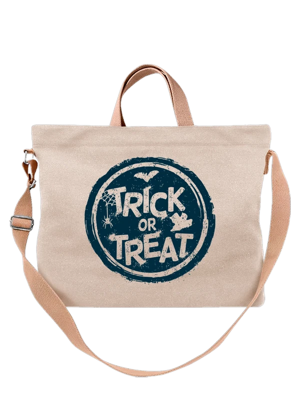 Сумка Хэллоуин надпись trick or treat — Белая, фото 1