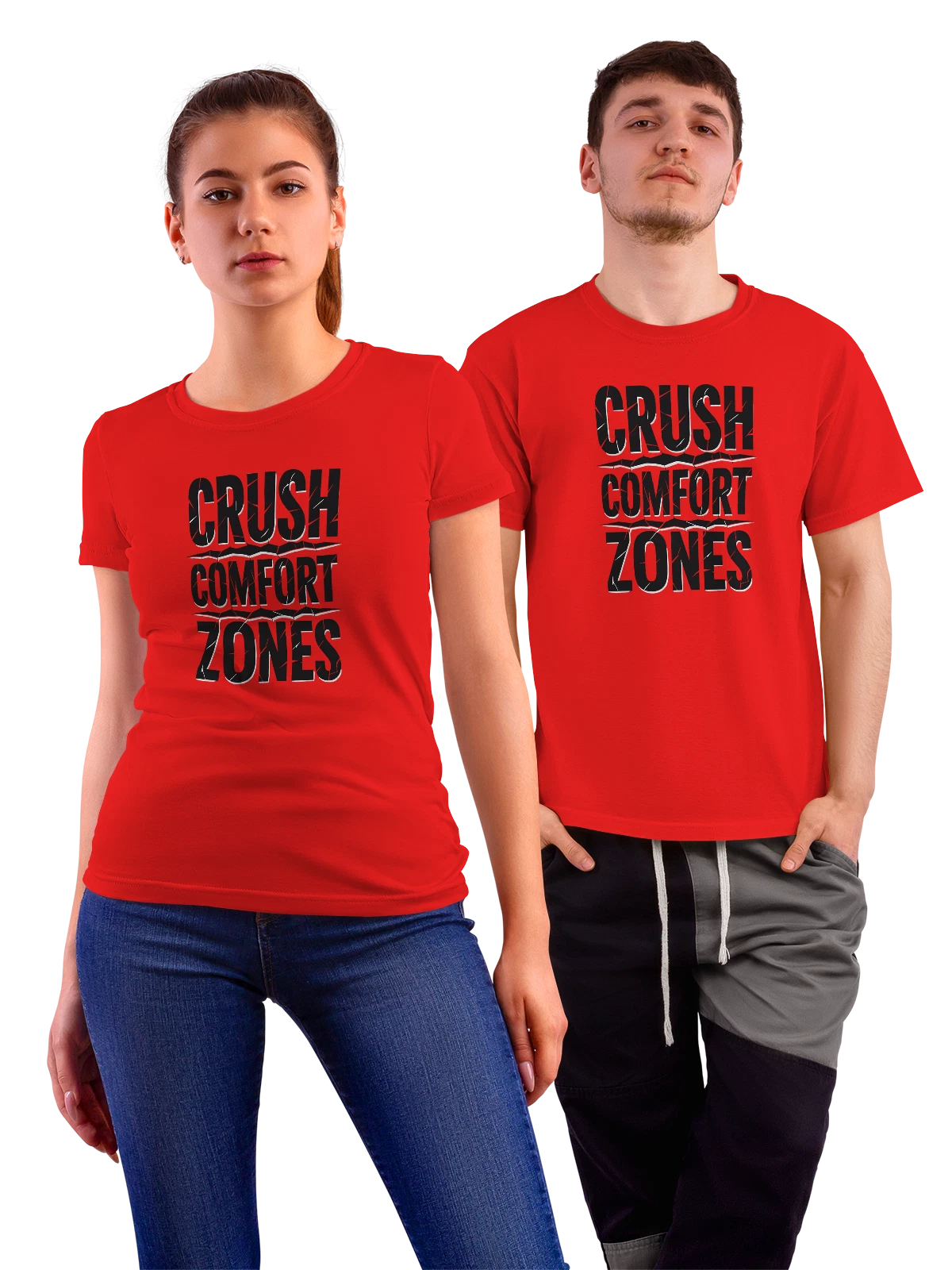 Футболка Crush Comfort Zones мотивация преодоление зоны красная с принтом — силы духа — Красная, фото 1