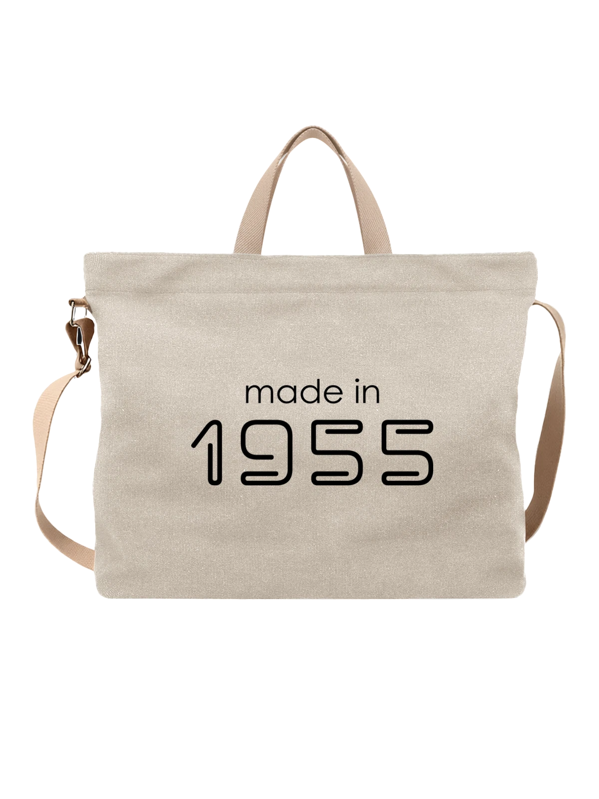 Сумка Год рождения 1955 белая с принтом — футболка подростку — Белая, фото 1