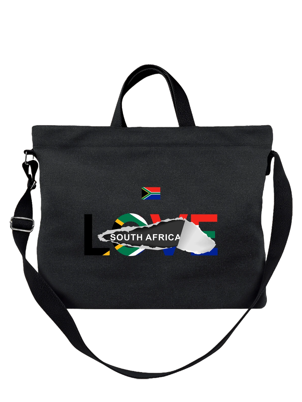 Сумка Флаг Южной Африки South Africa чёрная с принтом — патриотический принт — Чёрная, фото 1