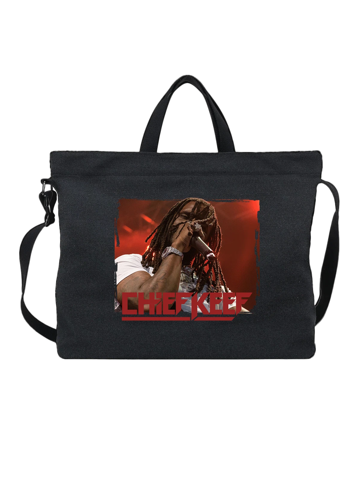 Сумка с Chief Keef чёрная с принтом — футболка подростку — Чёрная, фото 1