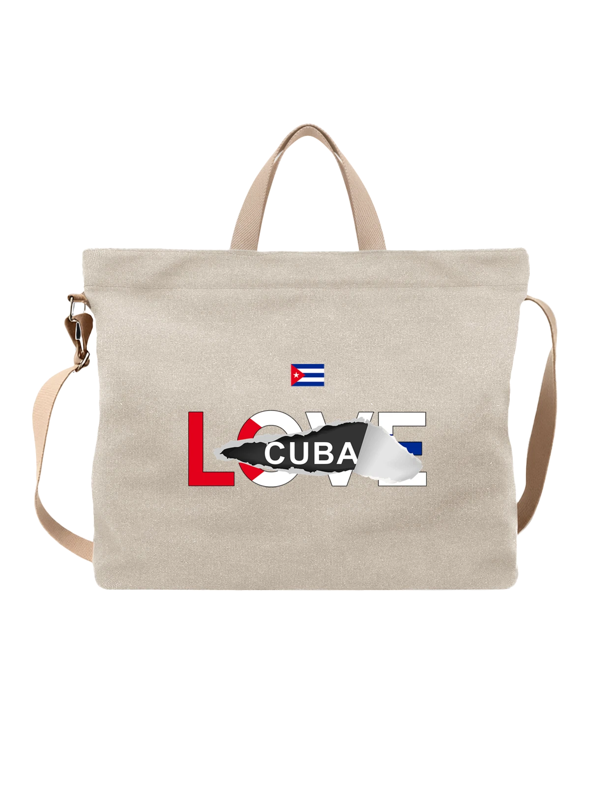Сумка Флаг Кубы Cuba белая с принтом — национальная символика — Белая, фото 1
