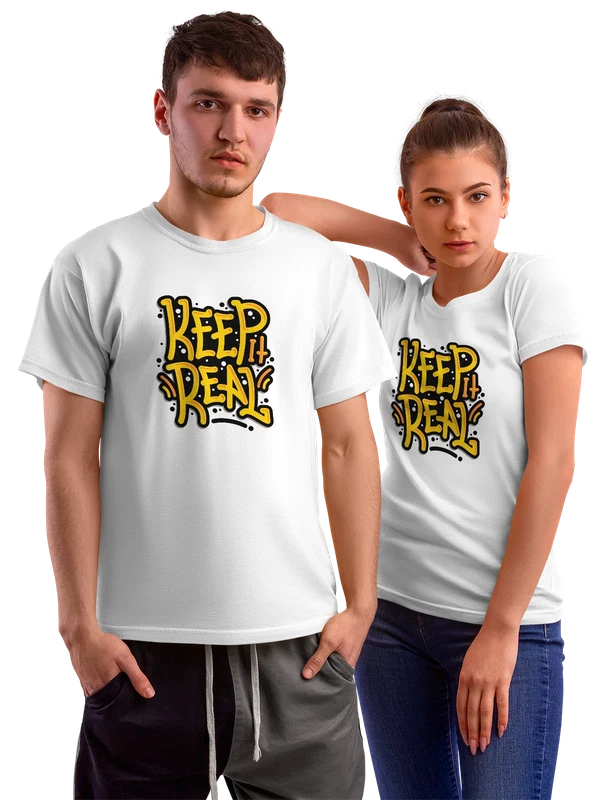 Футболка Keep It Real с надписью на черном фоне — Белая, фото 1