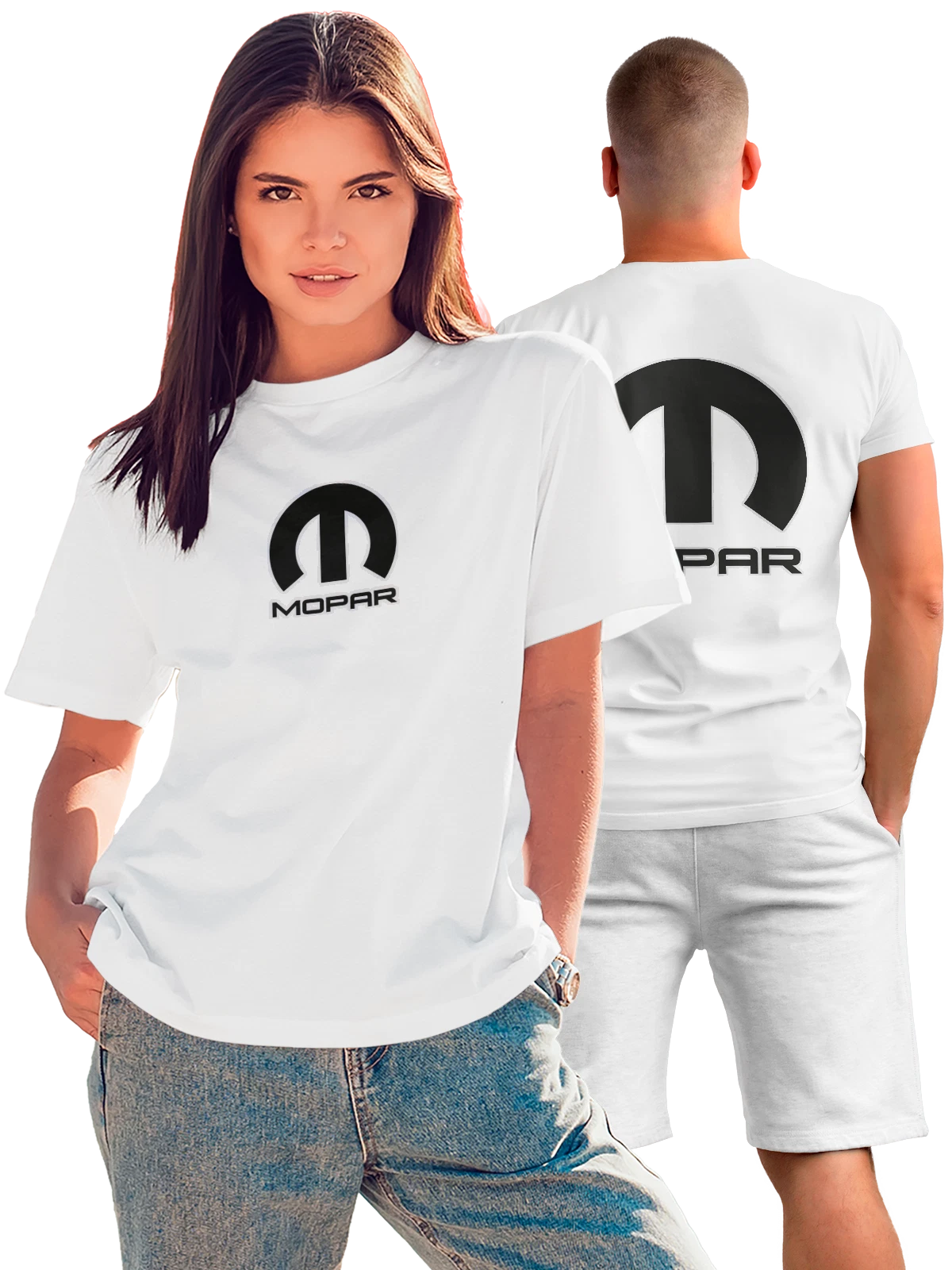Футболка Mopar белая с принтом на спине — футболка для автолюбителя — Белая, фото 1