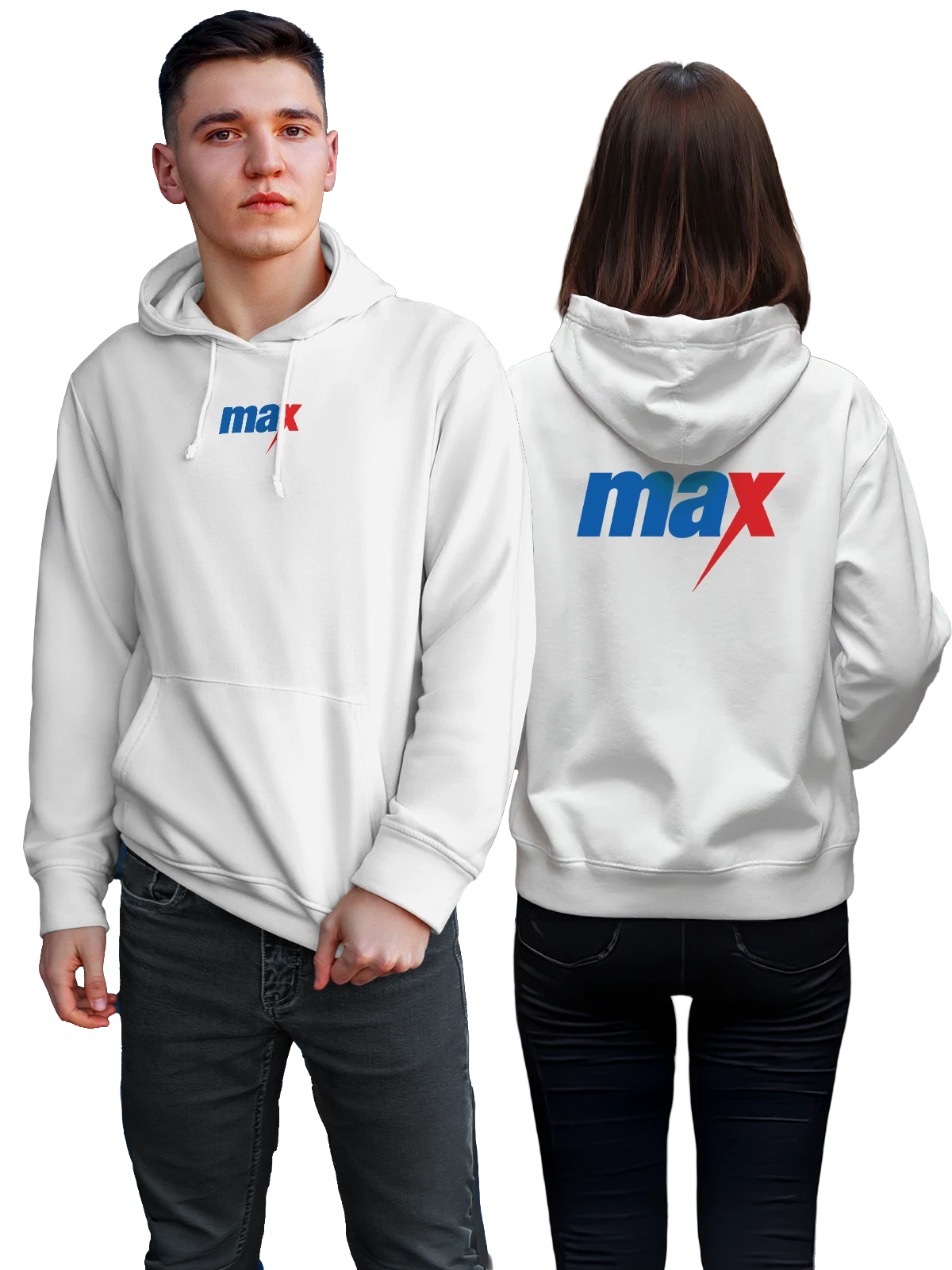 Худи Max белое с принтом — современная айдентика — Белая, фото 1