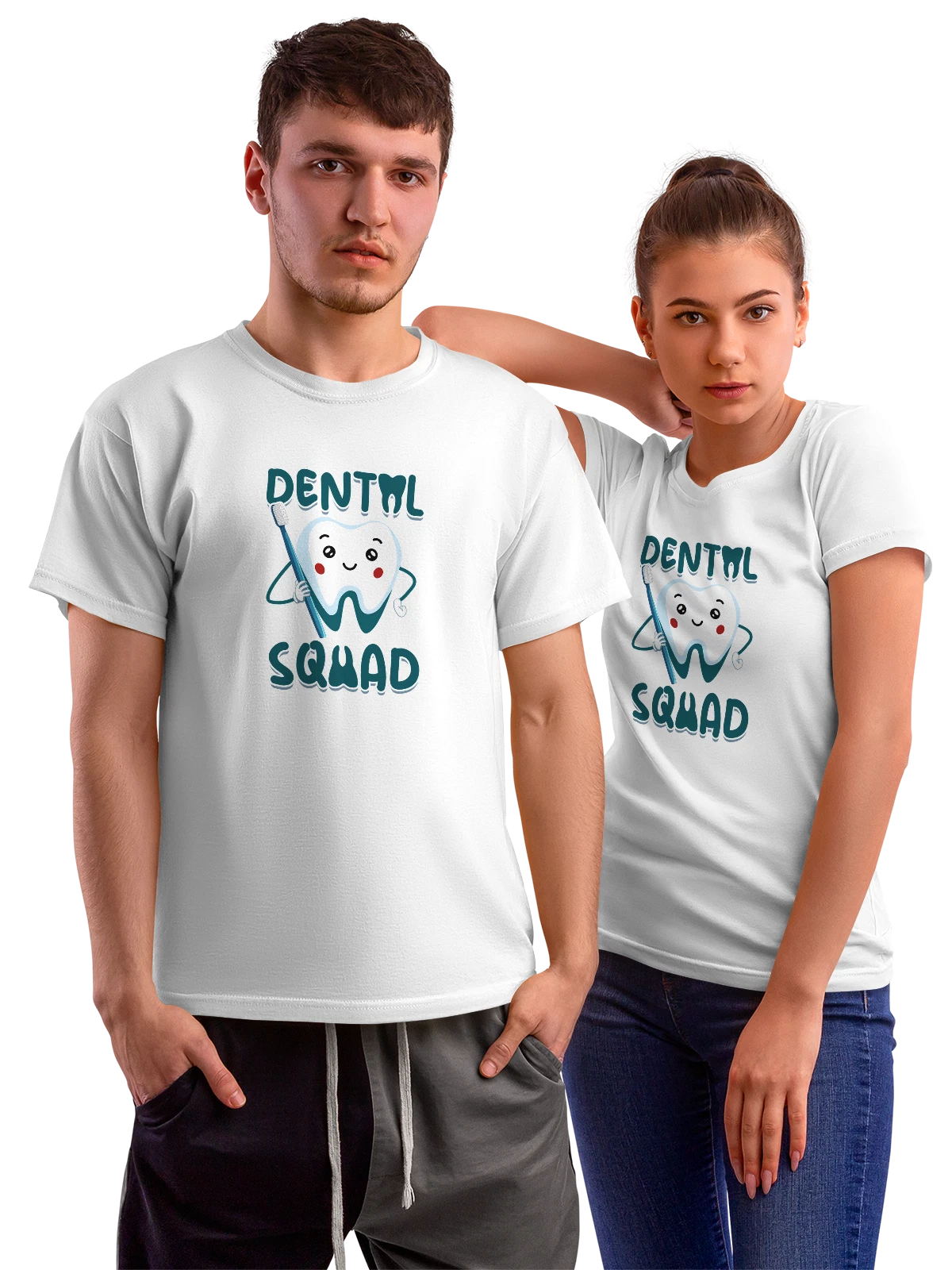 Футболка Зуб dental squad белая с принтом — streetwear образ — Белая, фото 1