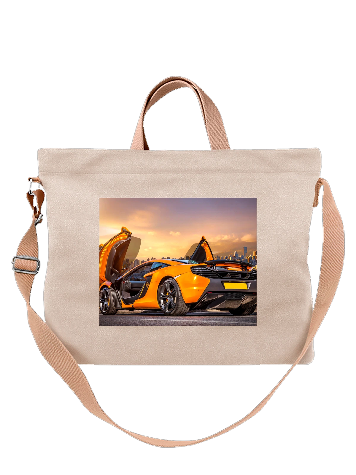 Сумка бежевая с принтом Машина McLaren — тюнинг автомобиля — Бежевая, фото 1