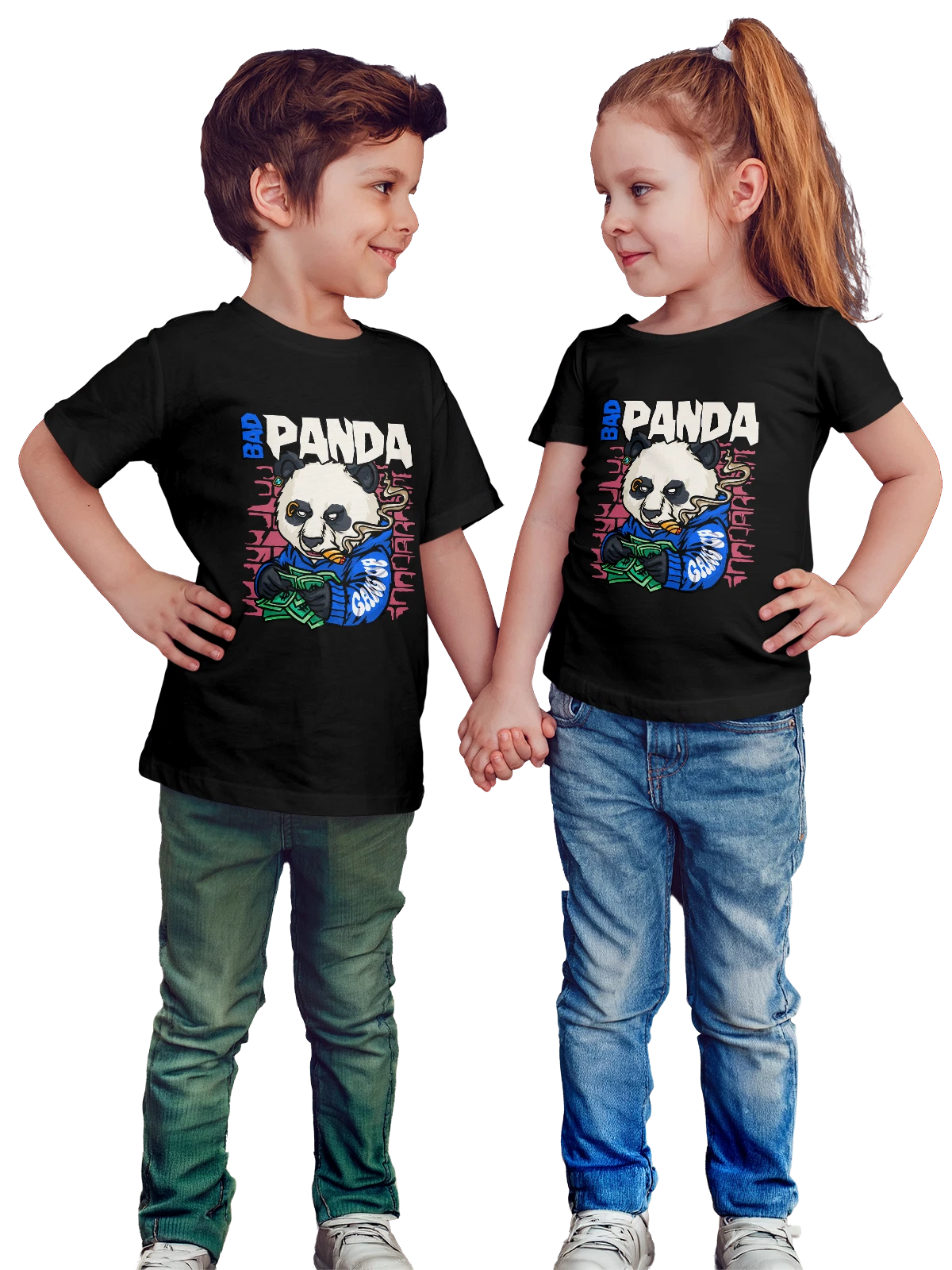 Футболка детская Панда bad panda чёрная с принтом — криптовалюта — Чёрная, фото 1